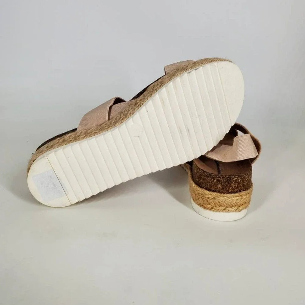 Madden Girl Shoes Womens Cybell Beige 7 Slingback Sandal Espadrille Stretch Chic